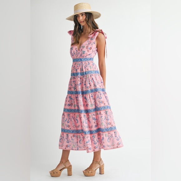 Mable Floral Tiered Midi Dress